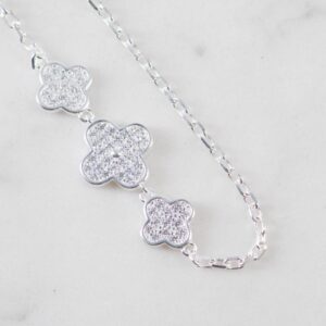 PULSERA 3 TREBOLES CIRCONES 17CM