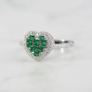 ANILLO CIRCONES CORAZON CIRCONES ESMERALDA